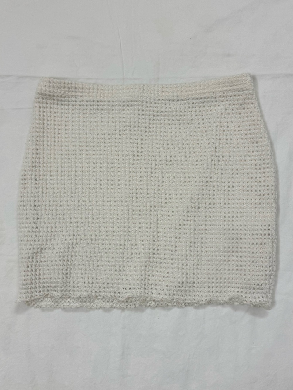 SHEIN Cream Waffle Knit Mini Skirt